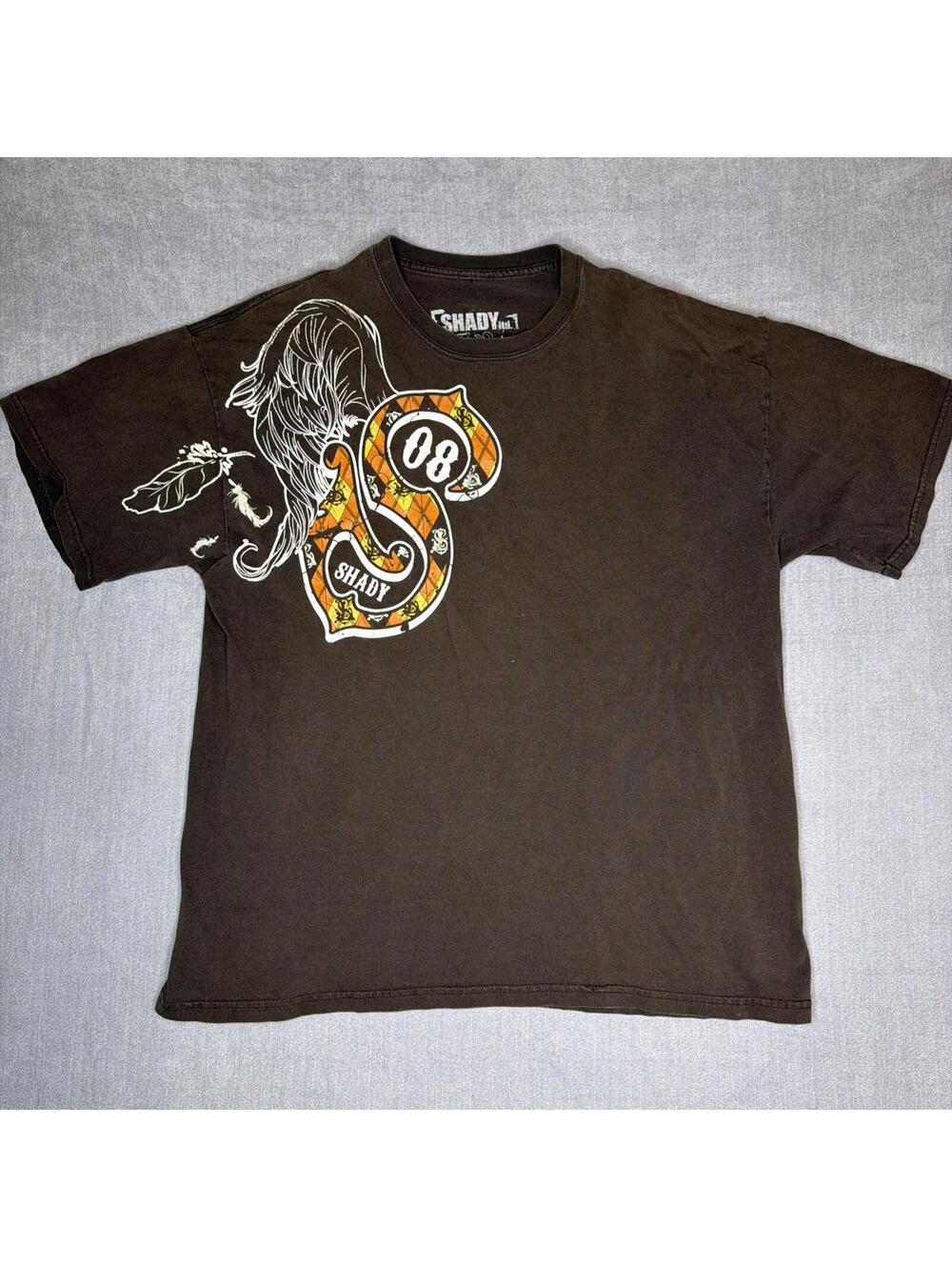 Vintage Shady LTD Shirt Large Eminem Slim Rap Hip Hop Y2K Brown Spellout Grunge